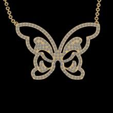 2.38 Ctw VS/SI1 Diamond 14K Yellow Gold Butterfly Necklace (ALL DIAMOND ARE LAB GROWN )