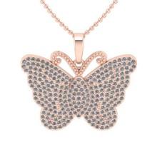 1.25 Ctw VS/SI1 Diamond 14K Rose Gold butterfly Necklace ALL DIAMOND ARE LAB GROWN