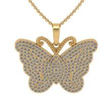 1.25 Ctw VS/SI1 Diamond 14K Yellow Gold butterfly Necklace ALL DIAMOND ARE LAB GROWN
