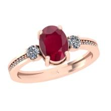 1.25 Ctw VS/SI1 Ruby And Diamond 14K Rose Gold Ring ALL DIAMOND ARE LAB GROWN