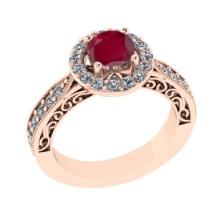 1.90 Ctw VS/SI1 Ruby and Diamond 14K Rose Gold Engagement Ring(ALL DIAMOND ARE LAB GROWN)