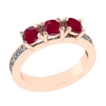 1.25 Ctw VS/SI1 Ruby and Diamond 14K Rose Gold Engagement Ring(ALL DIAMOND ARE LAB GROWN)