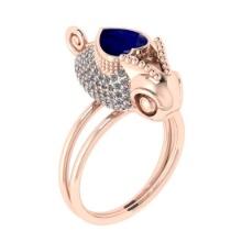2.06 Ctw VS/SI1 Blue Sapphire and Diamond 14K Rose Gold Animal Ring(ALL DIAMOND ARE LAB GROWN)