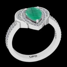 2.42 Ctw VS/SI1 Emerald and Diamond 14K White Gold Engagement Halo ring (ALL DIAMOND ARE LAB GROWN )