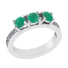 1.25 Ctw VS/SI1 Emerald and Diamond 14K White Gold Engagement Ring(ALL DIAMOND ARE LAB GROWN)