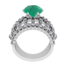 4.90 Ctw VS/SI1Emerald and Diamond 14K White Gold Engagement Ring (ALL DIAMONDS ARE LAB GROWN)