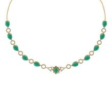 22.57 Ctw VS/SI1 Emerald And Diamond 14K Yellow Gold Necklace ALL DIAMOND ARE LAB GROWN