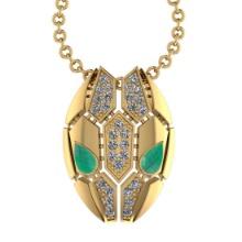 0.91 Ctw VS/SI1 Emerald and Diamond 14K Yellow Gold Snake Necklace(ALL DIAMOND ARE LAB GROWN DIAMOND