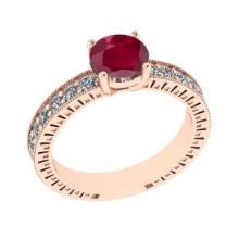 1.87 Ctw VS/SI1 Ruby and Diamond 14K Rose Gold Vintage Style Ring (ALL DIAMOND ARE LAB GROWN DIAMOND