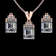 5.00 Ctw VS/SI1 Diamond 14K Rose Gold Pendant +Earrings Necklace Set (ALL DIAMOND ARE LAB GROWN )
