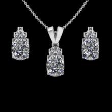 7.95 Ctw VS/SI1 Diamond 14K White Gold Pendant +Earrings Necklace Set (ALL DIAMOND ARE LAB GROWN )
