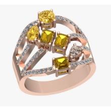 2.21 Ctw VS/SI1 Fancy Natural Yellow Brown and white Diamond 14K Rose Gold Engagement Ring