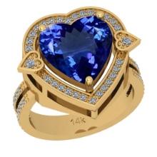 7.39 Ctw VS/SI1 Tanzanite And Diamond 18k Yellow Gold Cocktail Ring