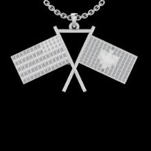 2.03 Ctw VS/SI1 Diamond 14K White Gold Two Tone Flag theme Necklace (ALL DIAMOND ARE LAB GROWN )