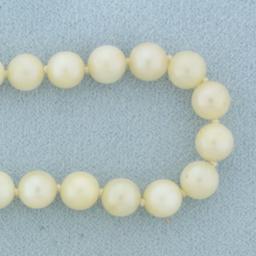 Vintage Pearl Strand Necklace In 14k White Gold