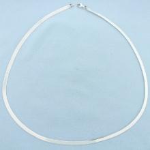 Italian Made Herringbone Necklace In Sterling Silver