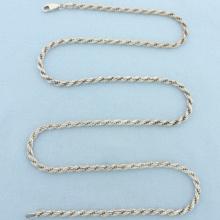 Rope Link Chain Necklace In Sterling Silver