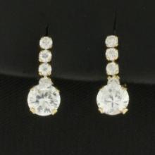 Cz Drop Earrings In 14k Yellow Gold