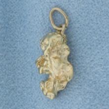 Gold Nugget Charm Or Pendant In 14k Yellow Gold
