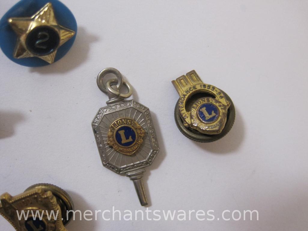 Vintage Lion's Club Pins and Key Member Charm