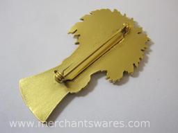 Five Pins Including Cattail, Golden Leaf, Wheat Harvest, Mother of Pearl Leaf and Bolo Style Gold