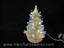 Vintage Holland Mold Ceramic Christmas Tree with Blue Lights, 1 lb 7 oz
