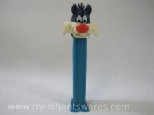 Sylvester The Cat Pez Dispenser, Lt Blue made in Austria Footed Transition Stem, Midnight Blue Head,