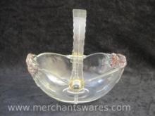 Vintage Walther Glass Basket with Flower Detail, 1 lb 7 oz