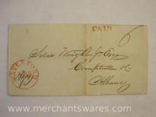 Stampless Cover Red Stamp Waterford NY to Albany NY April 5 1829