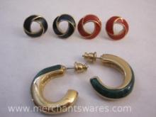Three Pairs of Trifari Gold Tone Earrings, 1 oz