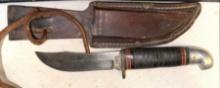 Vintage Western L66 Skinner knife w/sheath 4 1/2" Blade 8 1/4" Total knife length