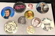 Vintage Lot of Buttons pin Backs- Elvis, Pope and More
