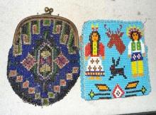 Native American Beaded Waller and Antique Beaded Coin Purse