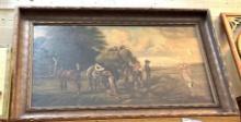 Framed Mid 1800's 19th Century Oil Painting Pennsylvania Dutch Folk Art