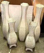Set of 5 Decorative Metal Vases