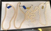 4 Vintage Laguna and Hattie Carnegie Pearl Necklaces