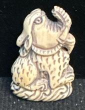 Vintage Ivory Carved Monster Rabbit Netsuke