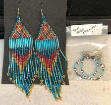 2 Pair Native American Bead Earrings (San Juan or Santo Domingo Indian Made Rio Grande)