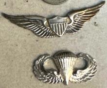 Parachute Wings and 1940's Army Air Corp - Both Sterling silver