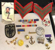Miliary Lot- VTG and Newer Patches, Pins, Saddam Cards and More