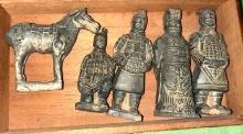 5 Vintage Japanese Terracotta Warrior Figurines