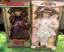 2 New Collectors Porcelain Dolls