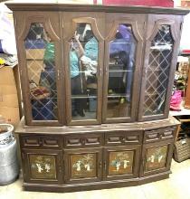 Vintage Oriental China Cabinet with Beautiful inlay Design 78" x 72"