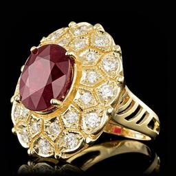14k Yellow Gold 9.00ct Ruby 1.65ct Diamond Ring