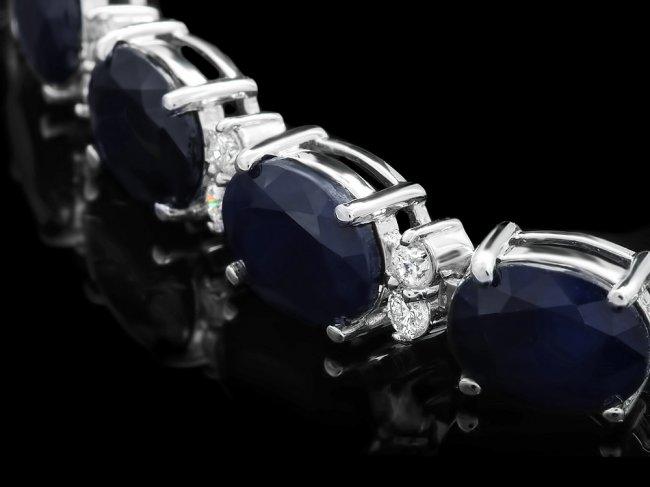 14k Gold 36.00ct Sapphire 1.55ct Diamond Bracelet