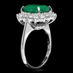 18k White Gold 4.00ct Emerald 1.30ct Diamond Ring