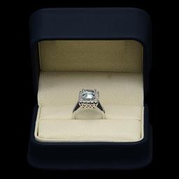 14K Gold 3.26ct Aquamarine 1.01ct Diamond Ring