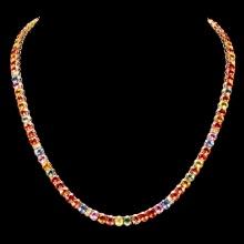 14k Gold 42.00ct Sapphire 1.00ct Diamond Necklace