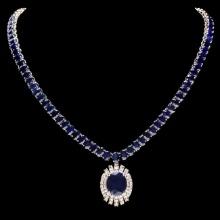 14k Gold 58ct Sapphire 1.80ct Diamond Necklace