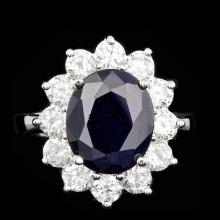 14k Gold 5.00ct Sapphire 2.50ct Diamond Ring